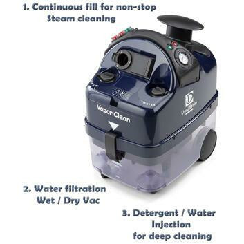 Vapor Clean Desiderio Plus - 318° 75 Psi (5 bar) Continuous Refill Steam Vacuum and Hot Water Injection - Made in Italy Desiderio Plus